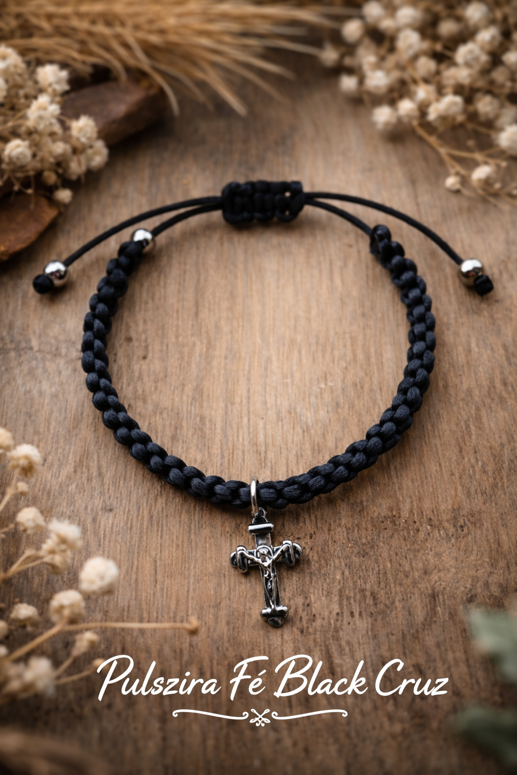 Pulseira Fé Black Cruz